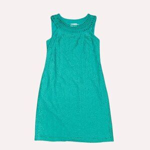 Eliza J Dress Womens Size 4‎ Solid Green Lace Sleeveless Pencil Zip Up Crochet